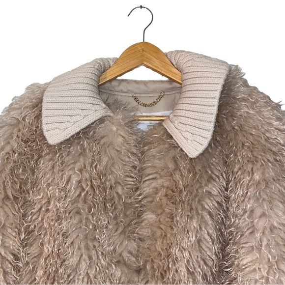 A.L.C. Grey Faux Fur Coat Faint Peach Oversized Jacket Large Furry Fuzzy EUC - Picture 7 of 16